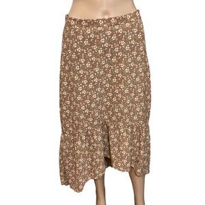 Originality Floral Brown High Low Skirt Size Large